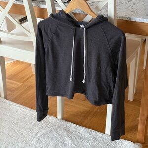 H&M Charcoal Grey Cropped Pullover Hoodie